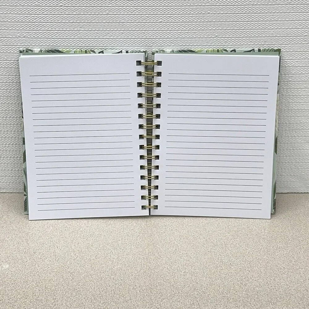 BLESSED Lined Hardcover Journal Notebook Green Gold Leaf Allover Print